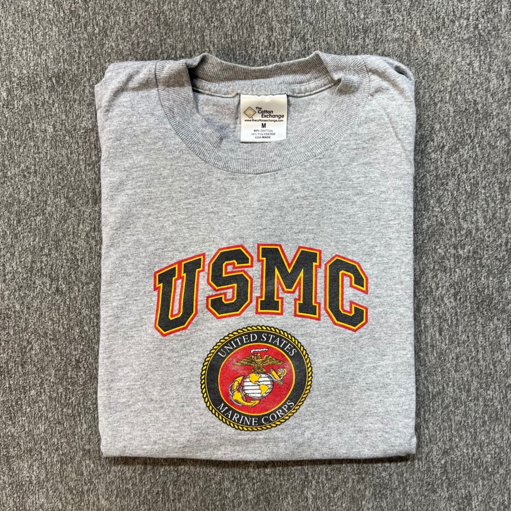 The Cotton Exchange USMC United States Marine Corps T-Shirt Gray Mens Medium USA
